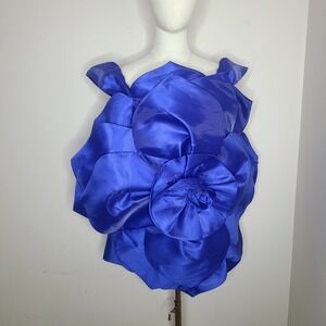 Akira 3D‎ Big Flower Power Mini Statement Dramatic Dress Blue Size M